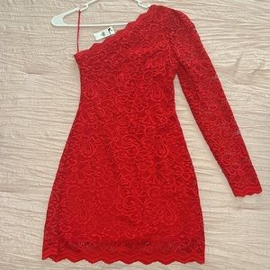 Express One Sleeve Lace Dress